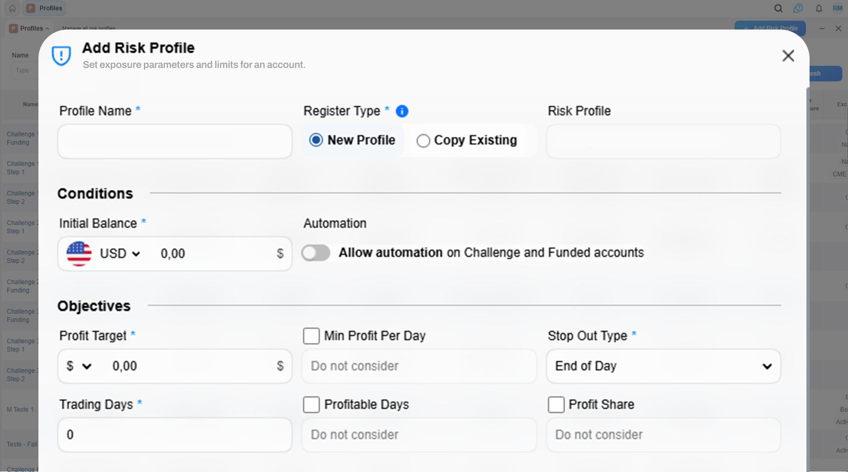 Risk Management screenshot